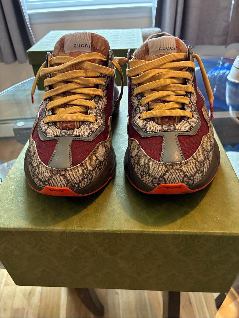 Gucci Multicolor GG Canvas Sneakers with Red and Yellow Accents